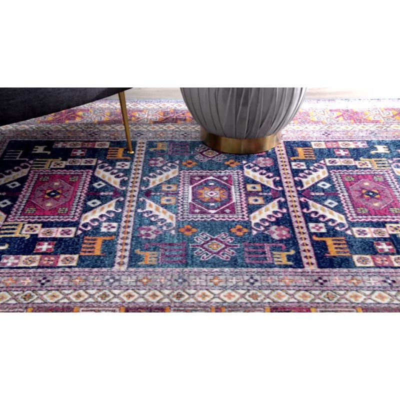 Nuloom Lorena Geometric 7x9 Indoor Area Rug for Living Room Bedroom Dining Room Kitchen, Navy/Orange
