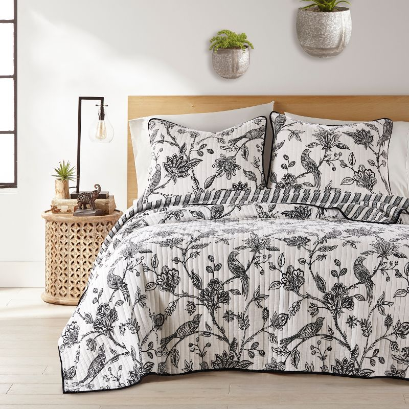 Tanzie Black Twin/Twin XL Quilt Set - Black & White - Levtex Home