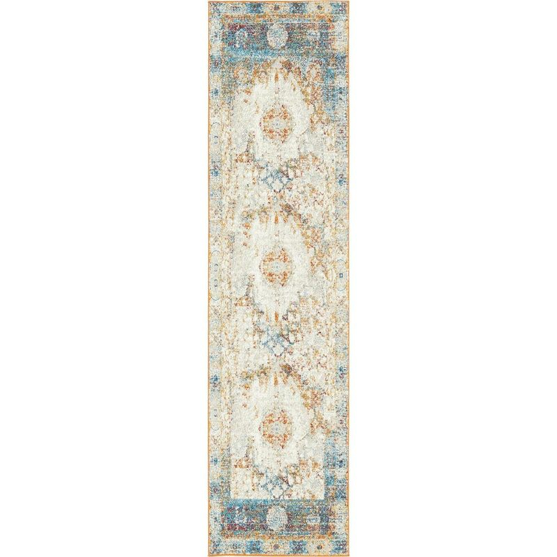 Unique Loom Rosso Collection Area Rug - Bellini (2' 7" x 10' Runner Beige/Blue)