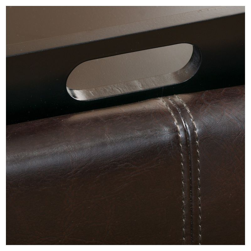 Mansfield Faux Leather Tray Top Storage Ottoman - Brown - Christopher Knight Home: Square Upholstered Bench with Wood Frame