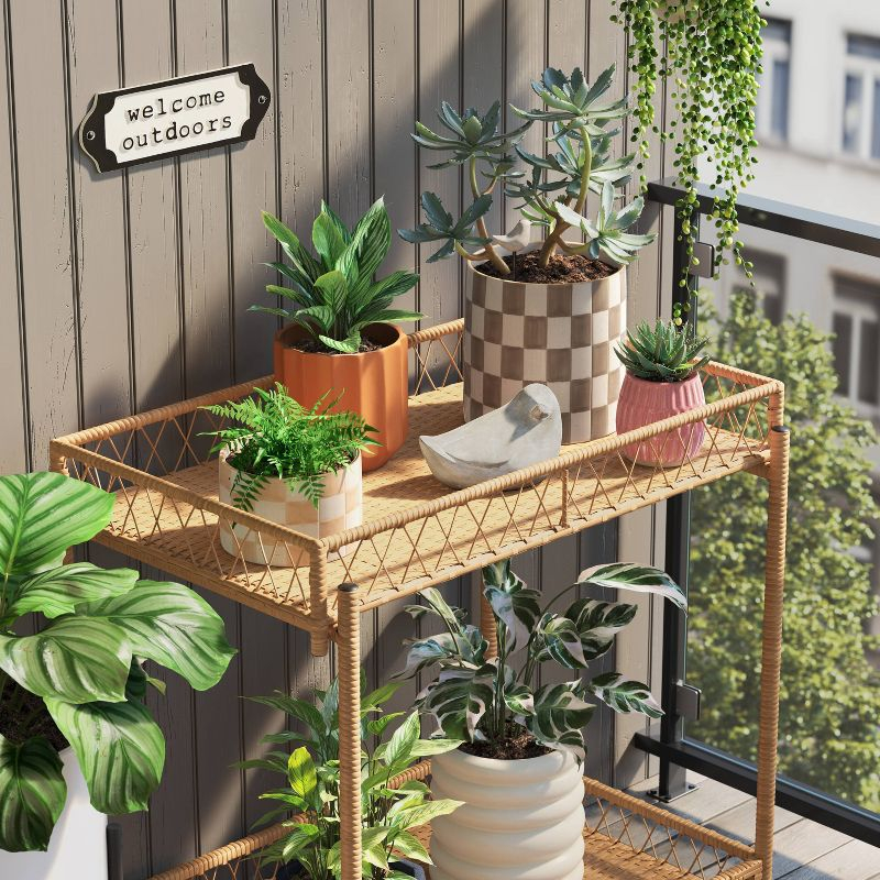 Checker Stoneware Indoor Outdoor Planter Pot Ivory 5.88"x5.88" - Threshold™