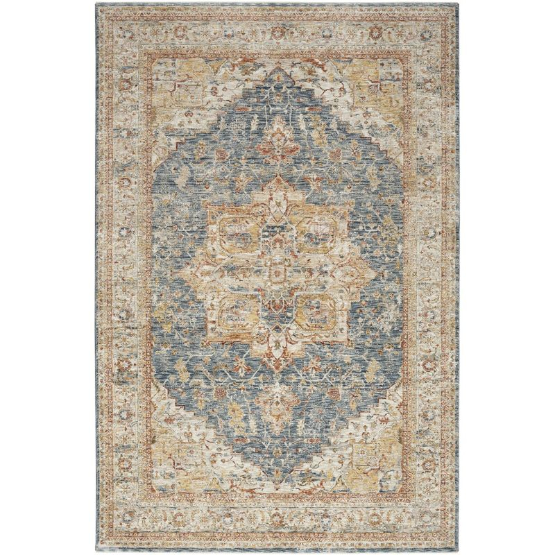 Nourison Petra Vintage Medallion Indoor Rug Ivory Blue 5'3" x 7'8"