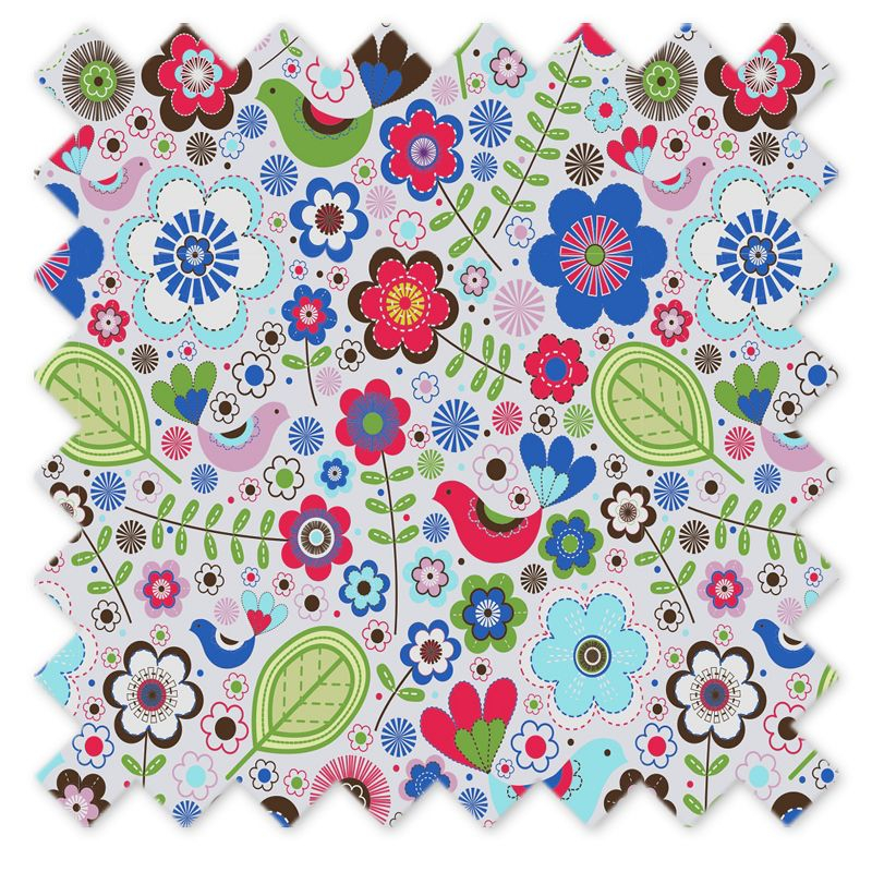 Bacati - Botanical Floral with Birds Pink/Multicolor Curtain Panel
