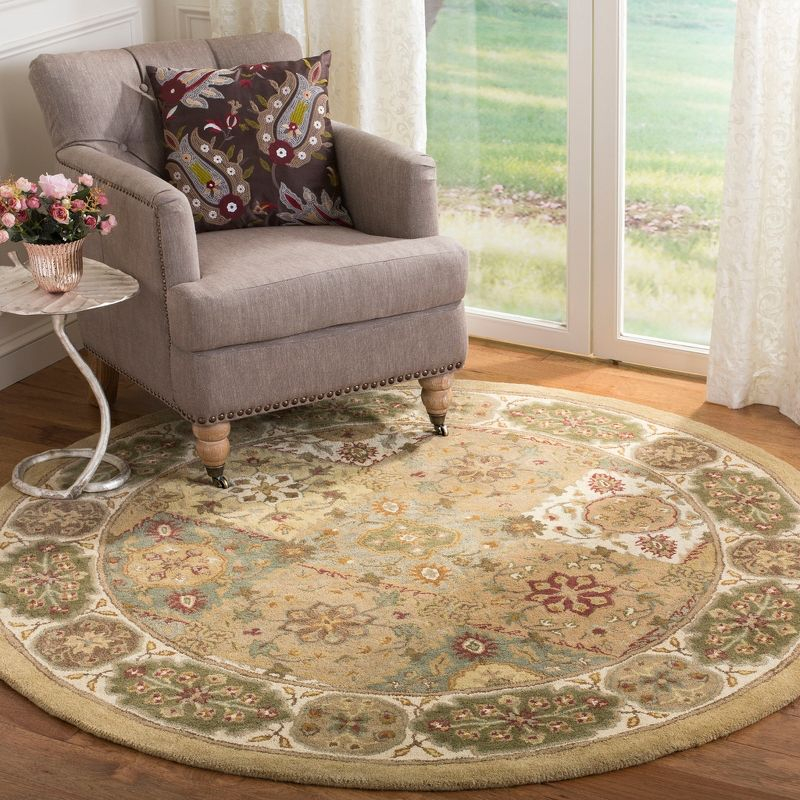 Heritage HG512 Handmade Area Rug - 6' Round - Multi/Ivory - Safavieh