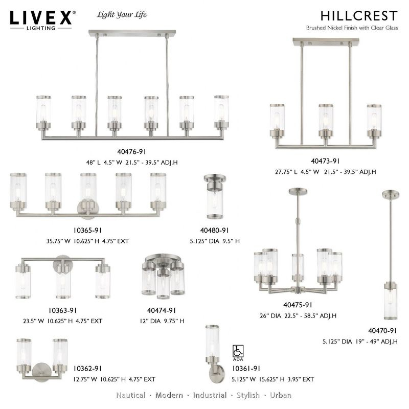 Livex Lighting Hillcrest 1 - Light Pendant in  Brushed Nickel