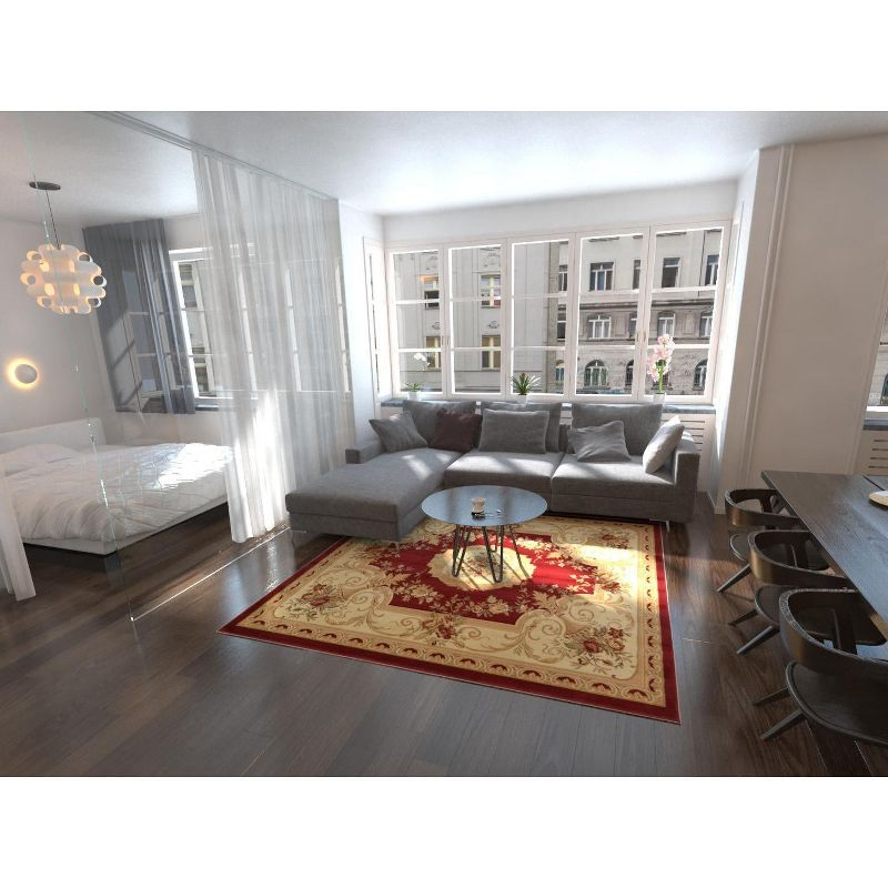 Unique Loom Versailles Collection Area Rug - Henry (7' 1" Square Red/Brown)