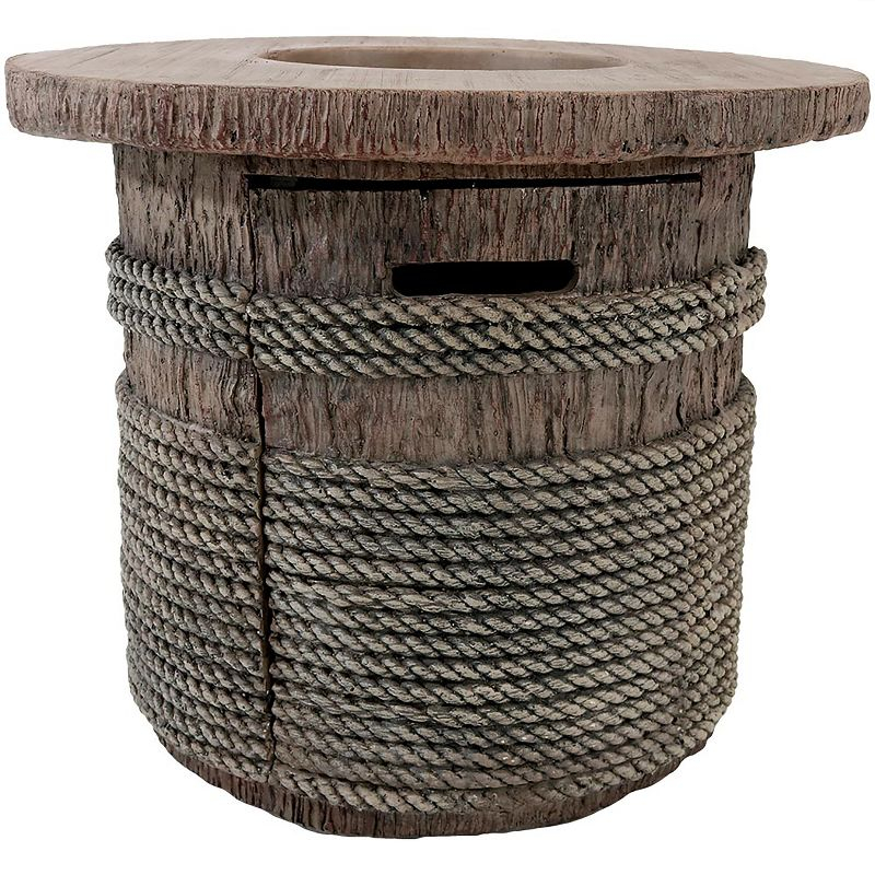 Sunnydaze Rope and Barrel Design Propane Gas Patio Fire Pit Table Kit with Lava Rocks - 29" Diameter