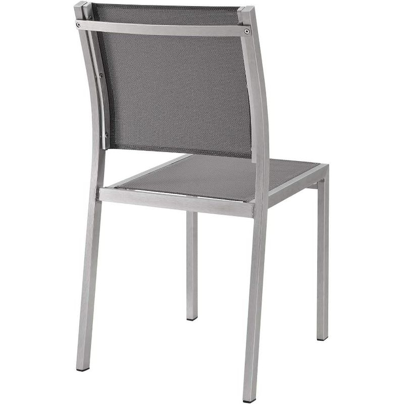 Modway Shore Side Chair Outdoor Patio Aluminum Set of 2 Silver Gray – Lightweight Stackable Dining Chairs with Weather-Resistant Build