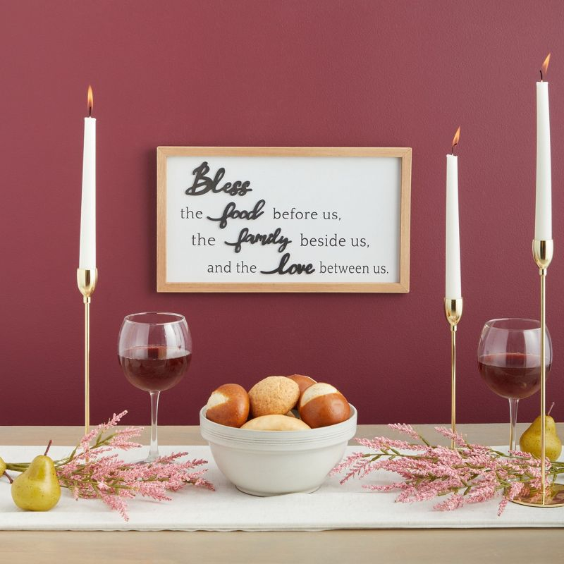 Farmlyn Creek Dining Room Wall Decor, Farmhouse Bless the Food Before Us Sign for Kitchen, 16 x 9 In