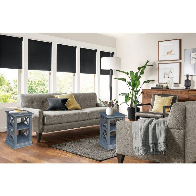 Hampton Accent Table with Shelves Heather Gray/Antique Washed - International Concepts: Solid Wood, Fixed Shelf Storage