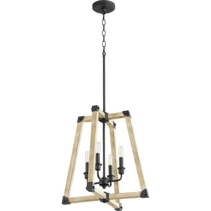 Quorum Lighting Alpine 4-Light Entry Pendant, Noir/Driftwood, 18 Width, 15.5 Height, Dry Rated