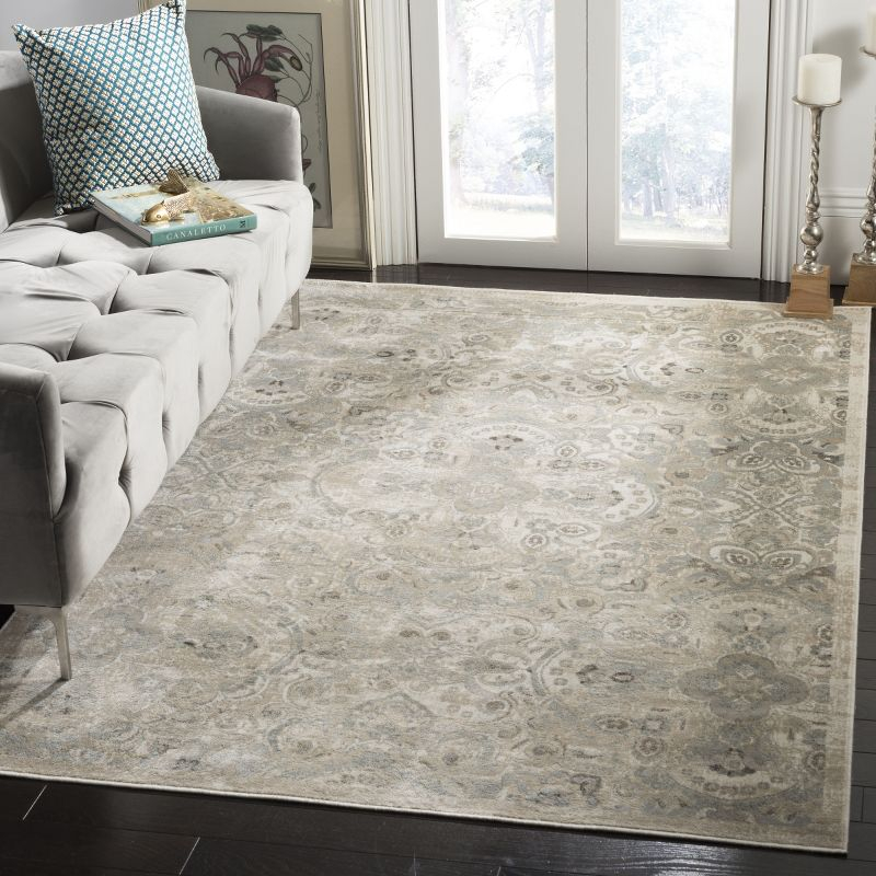 Persian Garden PEG614 Machine Made Indoor Area Rug - Cream/Silver - 6'7"x9'6" - Safavieh