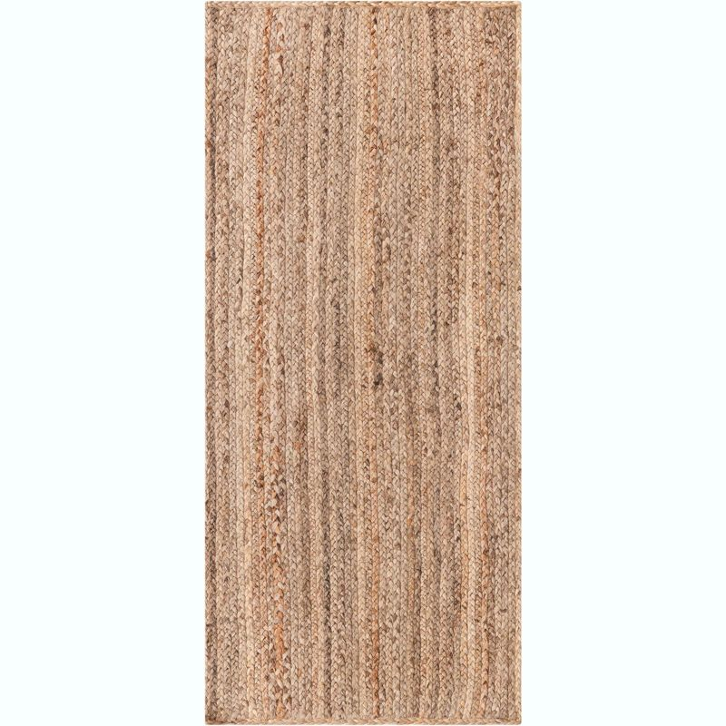 Unique Loom 2'6"x6' Braided Jute Dhaka Natural Indoor Area Rug