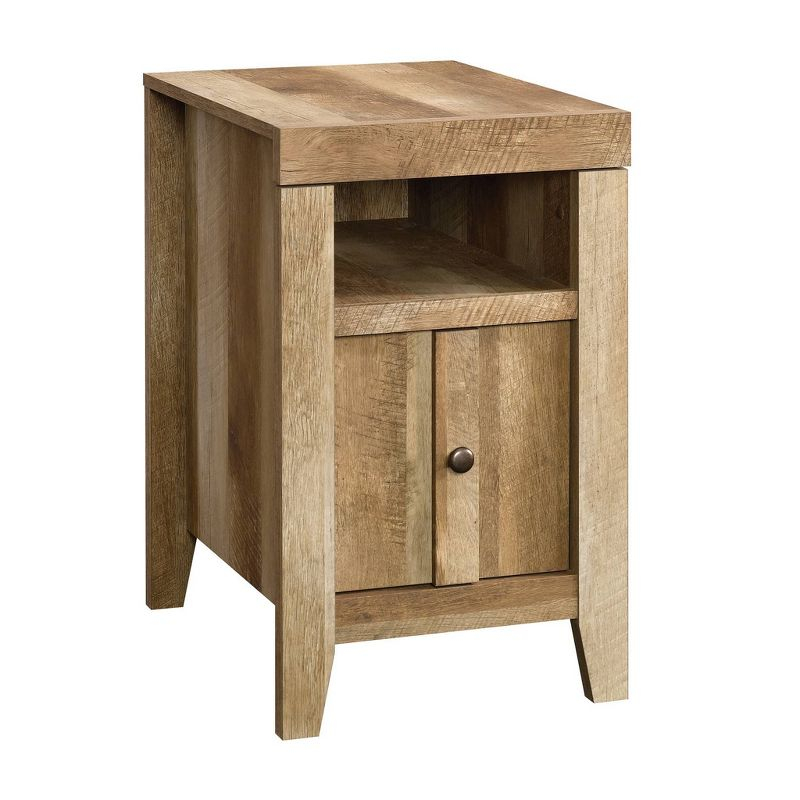 Dakota Pass End Table Light Brown - Sauder: Hidden Storage, Open Shelf, Slide-Out Surface