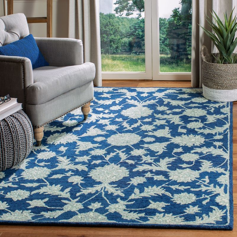 Micro-Loop MLP506 Hand Tufted Indoor Area Rug - Navy/Grey - 9'x12' - Safavieh