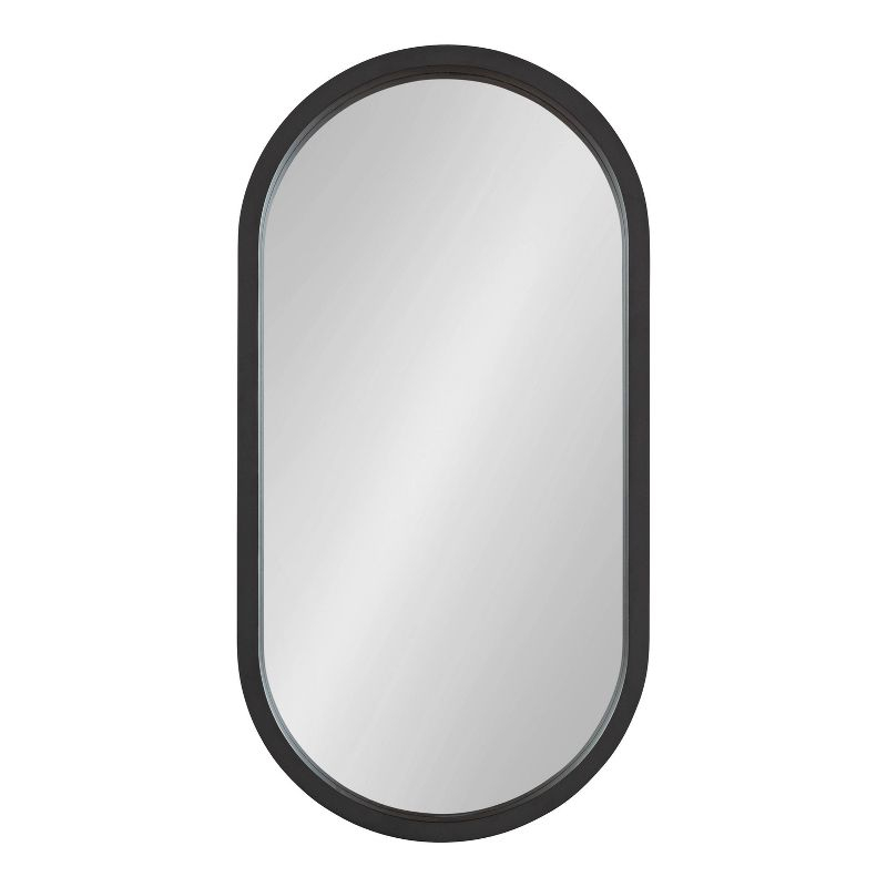 Kate & Laurel All Things Decor 12"x24" Travis Oval Wall Mirror Black: Modern Style, MDF Frame, No Assembly Required