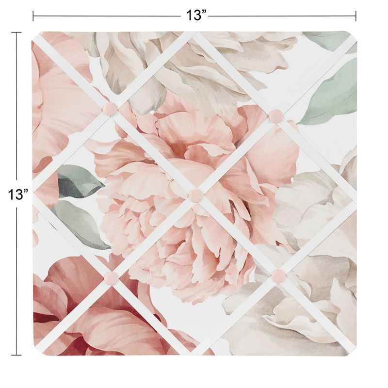 Sweet Jojo Designs Girl Fabric Photo Memo Board Peony Floral Garden Pink and Ivory