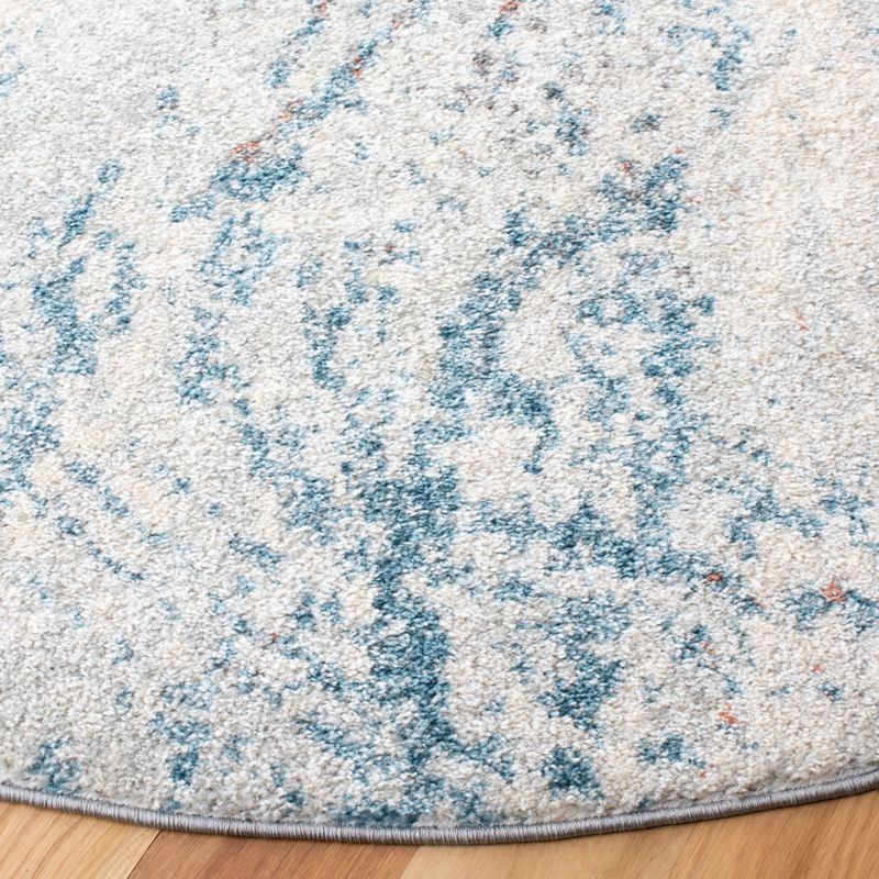 Tulum TUL210 Power Loomed Area Rug - Ivory/Blue - 3' round - Safavieh.