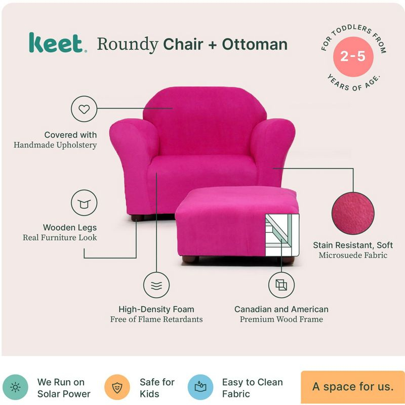 Keet Keet Roundy Chair Microsuede with ottoman Hot Pink