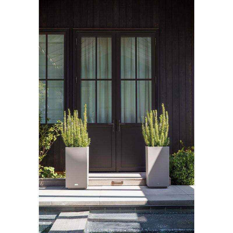 Veradek Block Series Pedestal Short 26" Plastic Planter - Gray