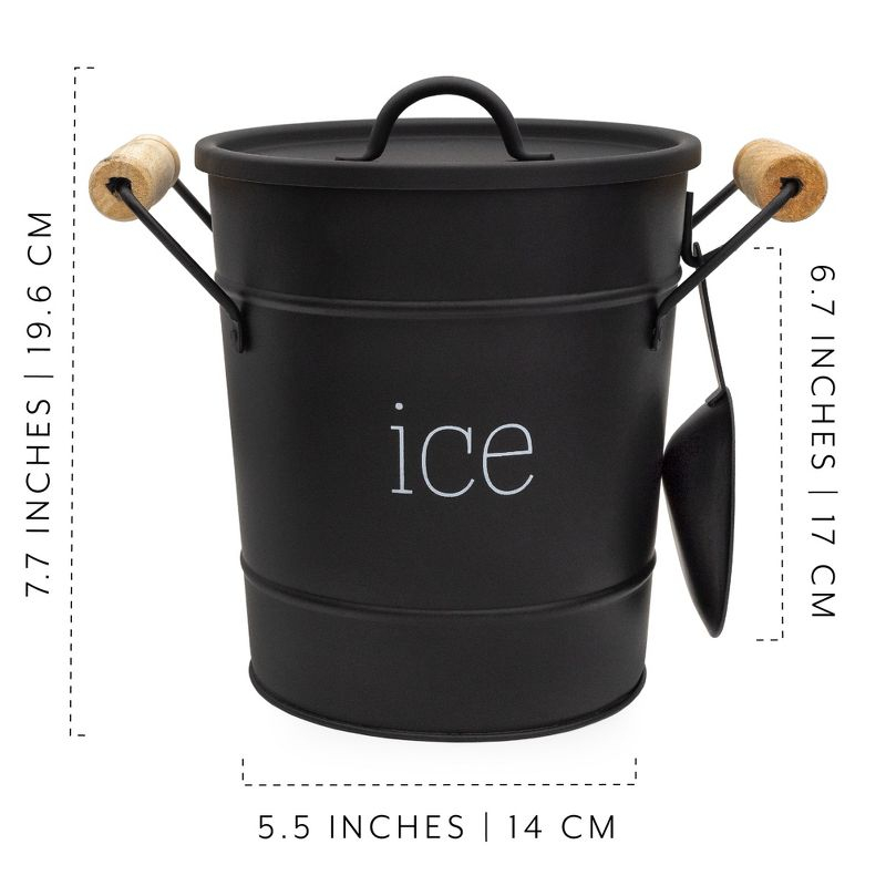 AuldHome Design Black Farmhouse Enamelware Ice Bucket; Retro Style Insulated Metal Ice Server