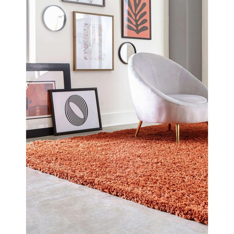 Unique Loom 8' 0 x 8' 0 Square Solid Shag Terracotta Area Rug