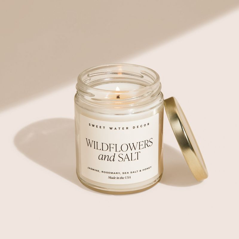 Sweet Water Decor Widlflowers and Salt 9oz Clear Jar Soy Candle