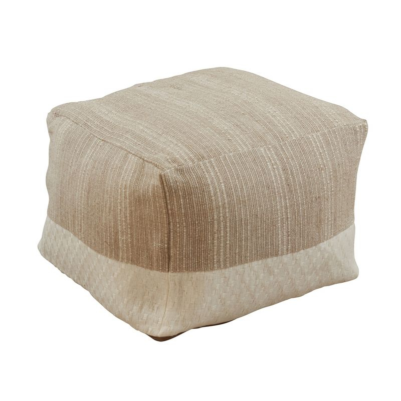 Saro Lifestyle Two-Tone Pouf, 20"x20"x14" Square, Natural