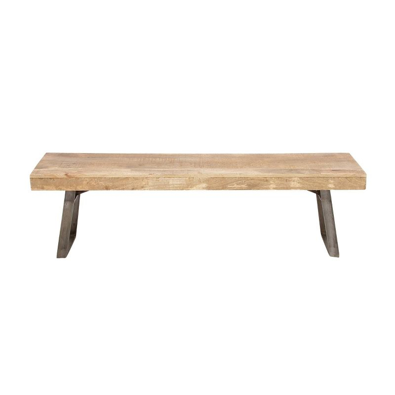 Natural Solid Wood Bench Light Brown - Olivia & May: Rustic Entryway, 3-Person Seating
