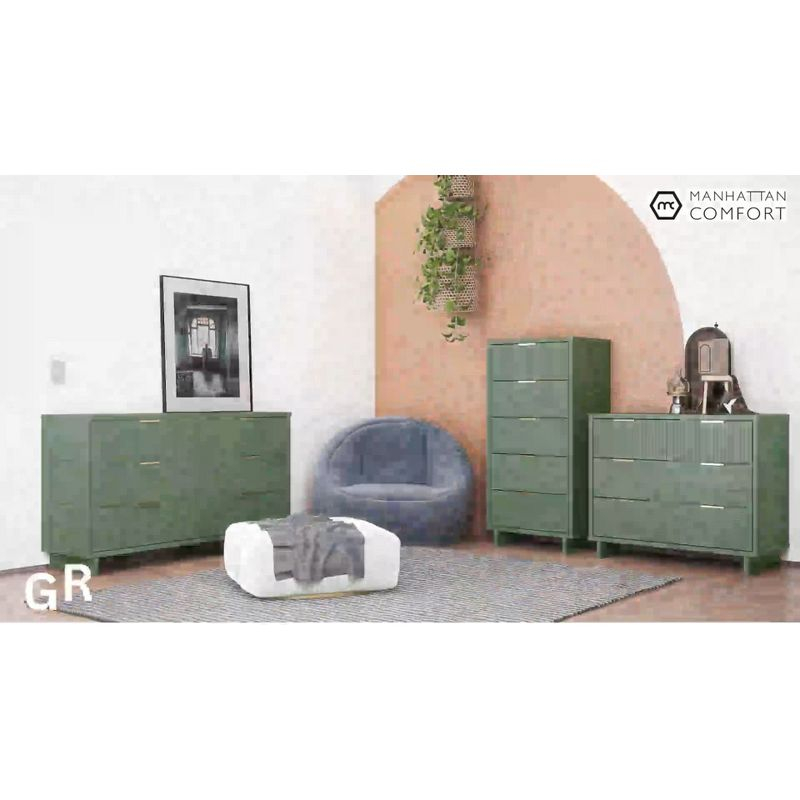 Manhattan Comfort Set of 2 Granville 2 Drawer Nightstands Dark Gray: Modern Design, Soft Close, Metal Handles