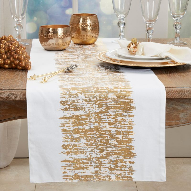 Saro Lifestyle Metallic Banded Design Runner, Gold, 16" x 120"