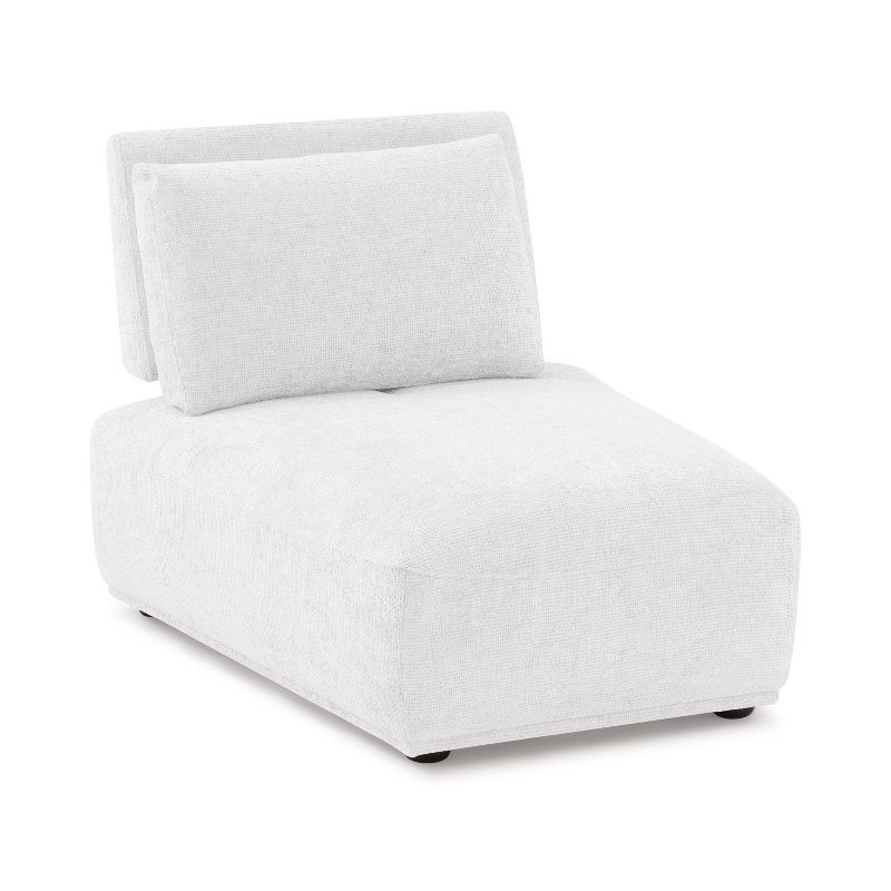 HOMES: Inside + Out Povoa Modern Modular Trapezoidal Armless Chair Chenille with Extendable Backrest White