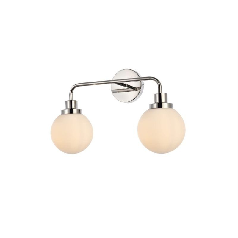 Elegant Lighting Hanson 2 lights bath sconce in polished nickel with frosted shade