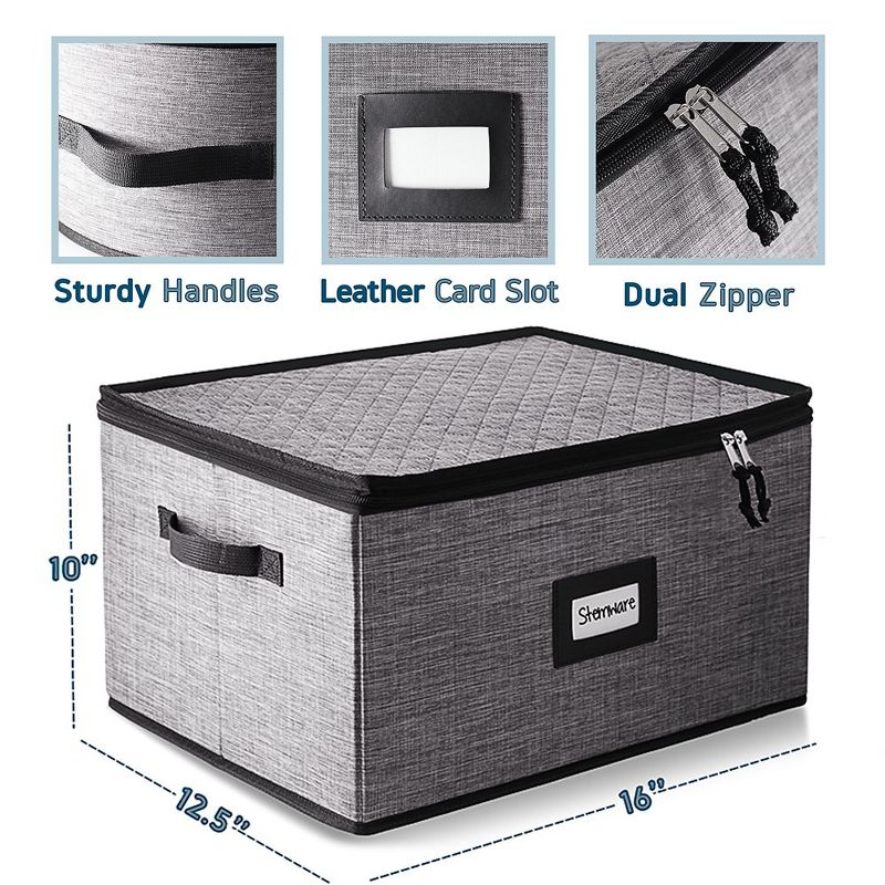 StorageBud 2 Pack Wine Glass Storage Box, Quilted and Stackable Stemware Storage Cases - Service of 12 each