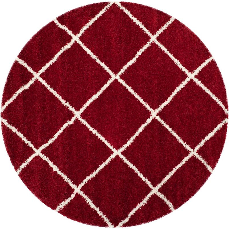 Hudson Shag SGH281 Power Loomed Indoor Accent Rug - Red/Ivory - 3' Round - Safavieh