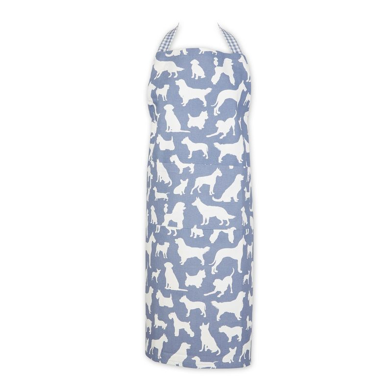 Design Imports Stonewash Blue Dog Print Chef Apron