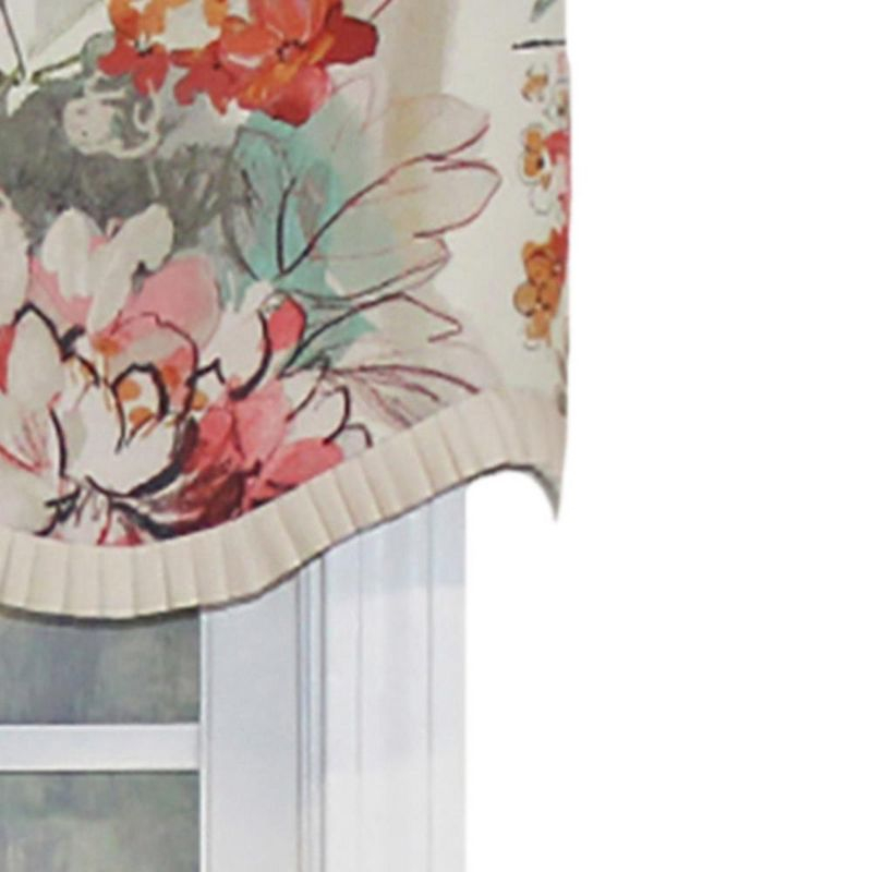 RLF Home Floral Cotton Ruffled 50'' W Window Valance in Ivory