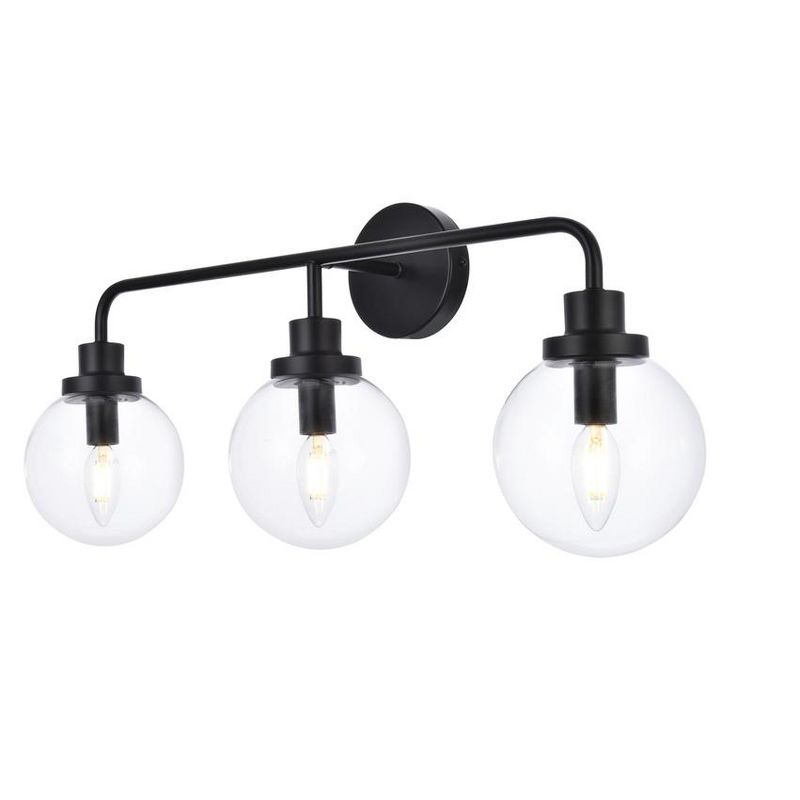 Elegant Lighting Hanson 3 lights bath sconce in black with clear shade