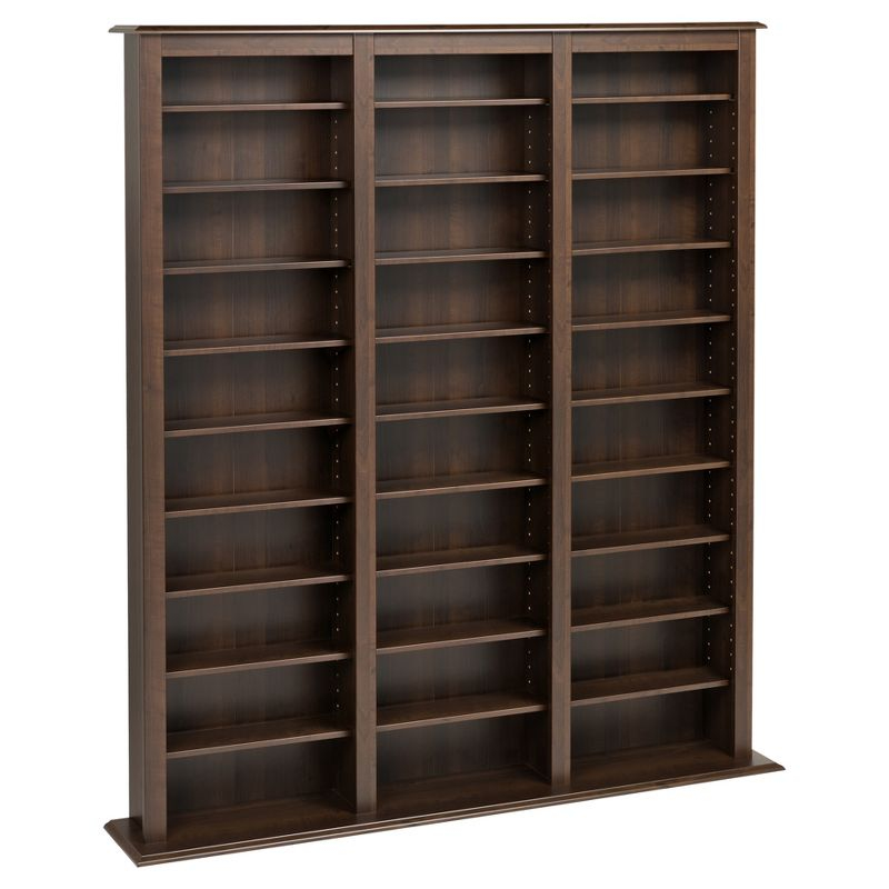 Jackson Media Storage Rack Espresso - Prepac: Holds 1173 CDs, 567 DVDs, 27 Adjustable Shelves