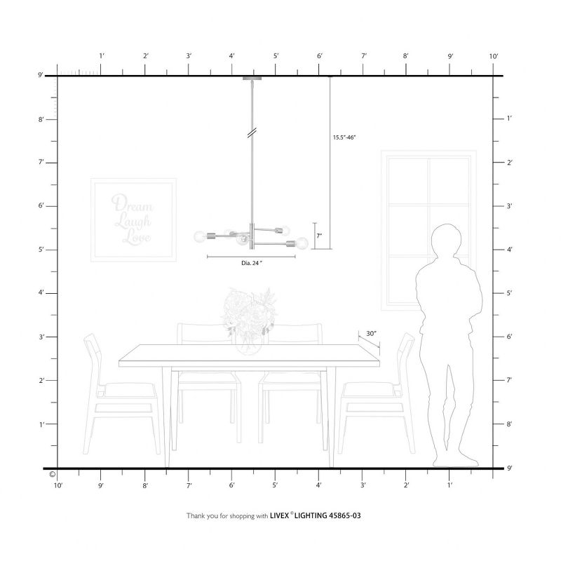 Livex Lighting Bannister 5 - Light Chandelier in  Black