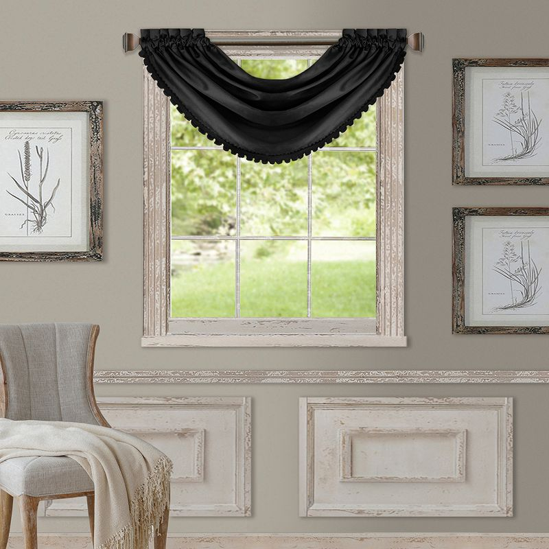 All Seasons Single Waterfall Window Valance - 52" x 36" - Black - Elrene Home Fashions