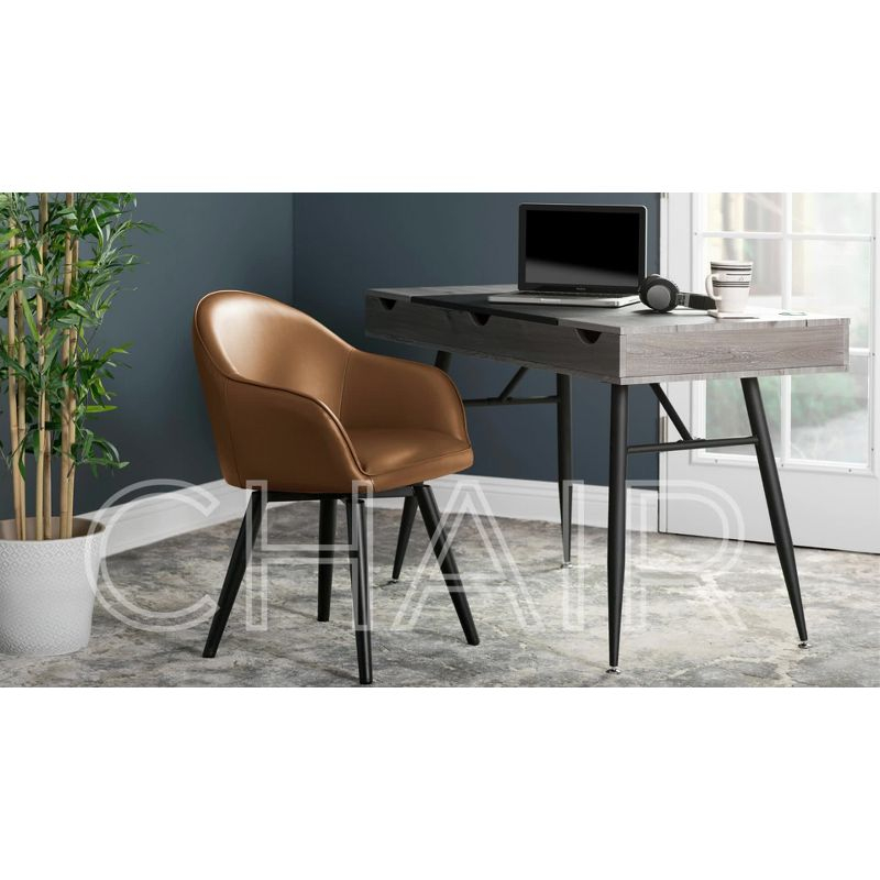 Dome Swivel Office/Dining/Guest Accent Chair with Arms Blended Leather Smoke Gray - Studio Designs Home: Metal Frame, Bonded Leather Upholstery