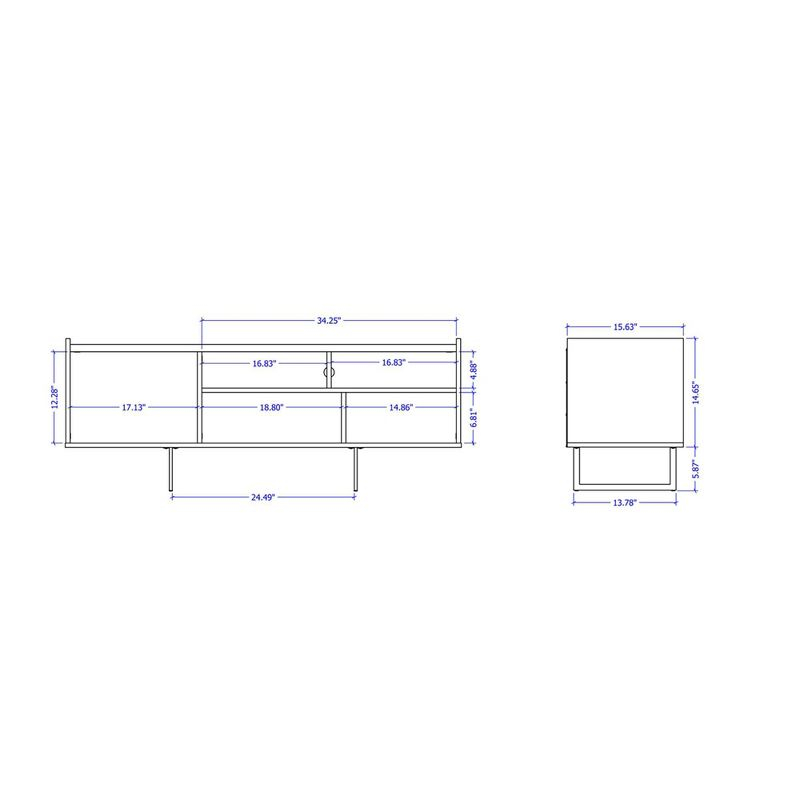 Winston TV Stand for TVs up to 50" Black/Cinnamon - Manhattan Comfort: Mid-Century Design, Cable Management
