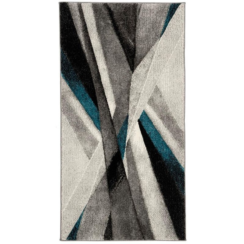 Hollywood HLW710 Power Loomed Accent Rug - Grey/Teal - 2'3"x4' - Safavieh.