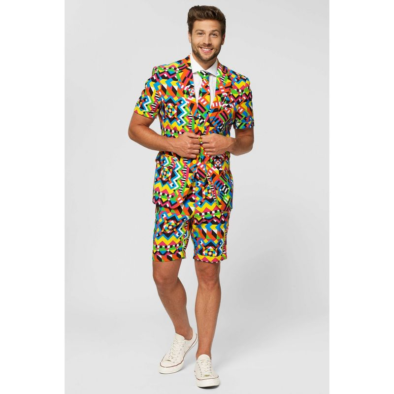OppoSuits Men's Summer Suit - Festival Outfit - Slim Fit - Includes Short Sleeved Blazer, Shorts and Tie  - Size 44
