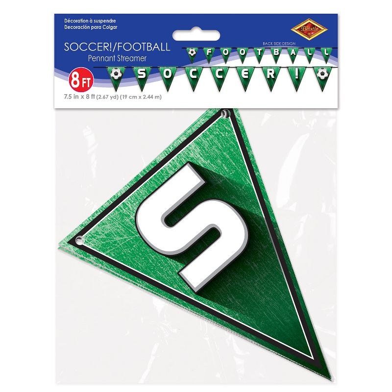 Beistle Soccer!/Football Pennant Streamer, 7.5" x 8', (2/Pkg) Multicolored