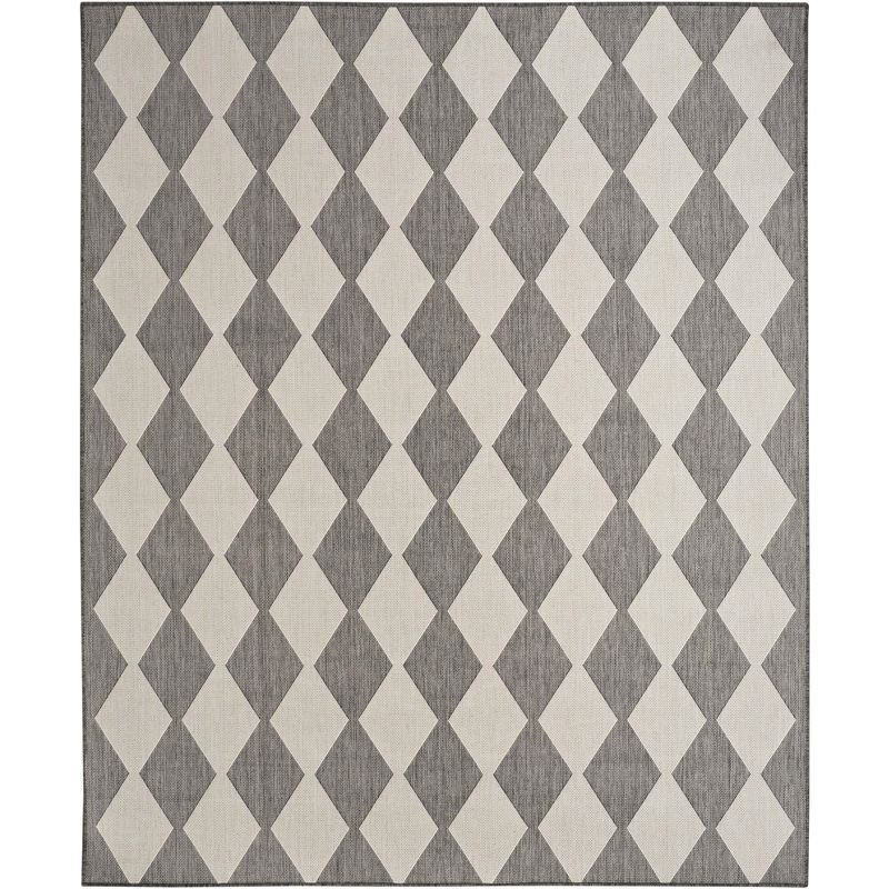 Nourison Positano 5' x 7' Charcoal Diamond Modern Flatweave Indoor/Outdoor Rug