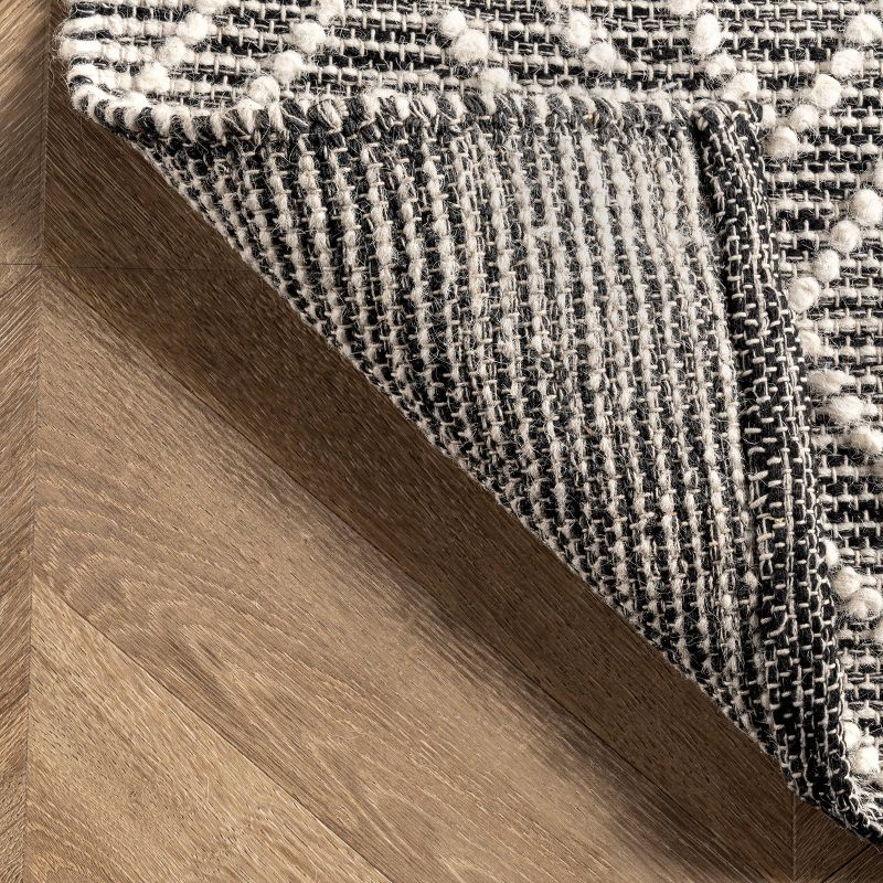 nuLOOM 6'x9' Flora Handmade Textured Diamonds Wool Area Rug Gray/Ivory: Geometric Flat Pile, Indoor Use