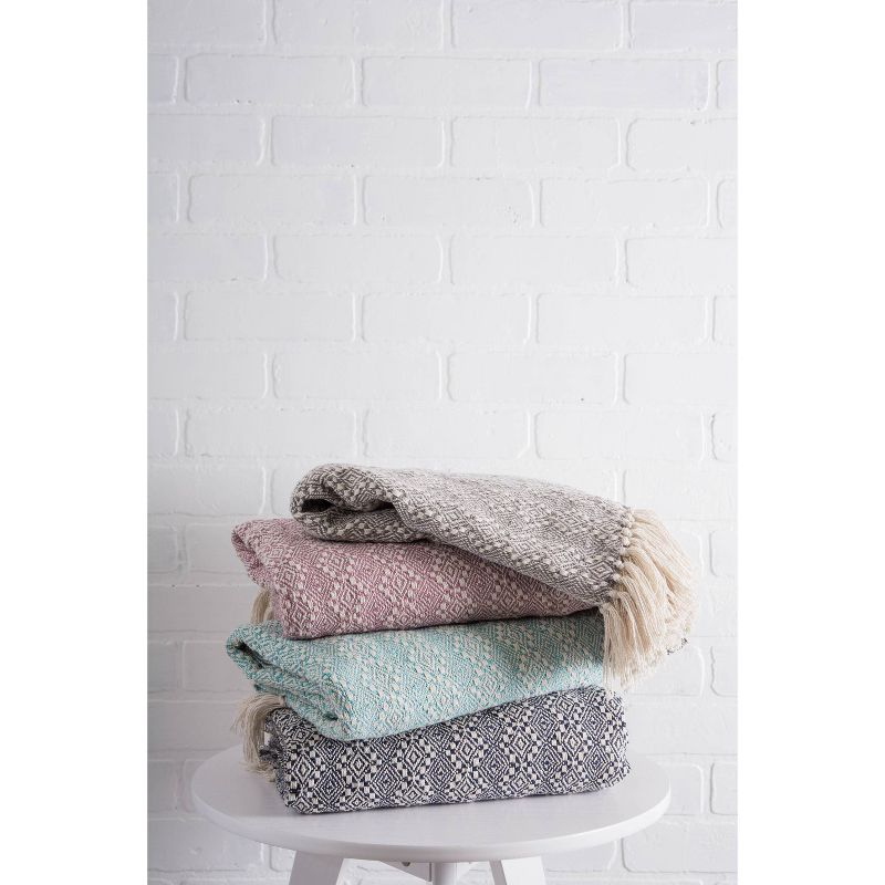 50"x60" Diamond Stitched Throw Blanket Rose - Design Imports: Cotton, Hypoallergenic, Woven Couch Accessory