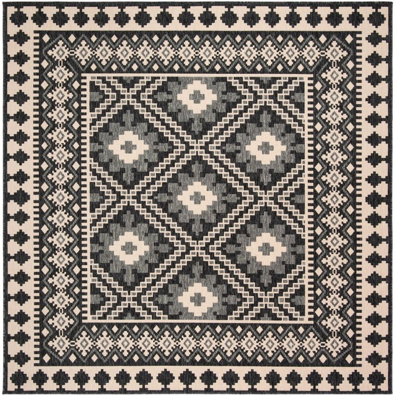 Veranda VER099 Power Loomed Indoor/Outdoor Area Rug - Ivory/Grey - 3'x3' - Safavieh.